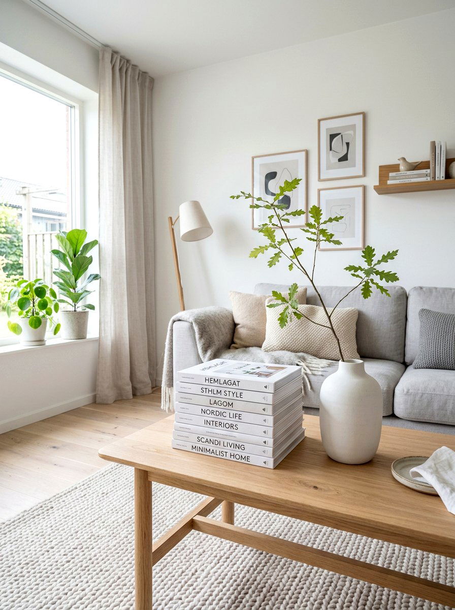 White Cover Scandinavian Stack - 30 stacked book table ideas
