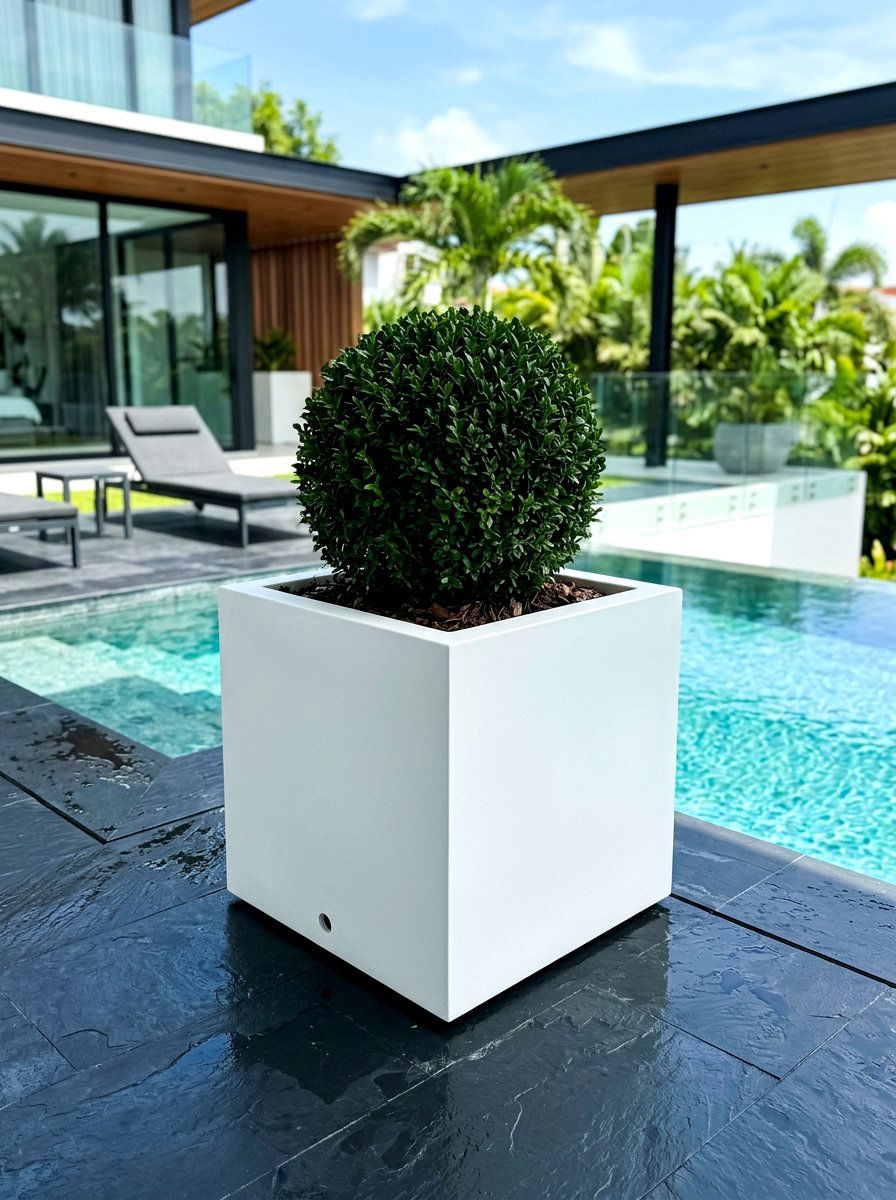 White Cube Planter - 30 poolside planters ideas