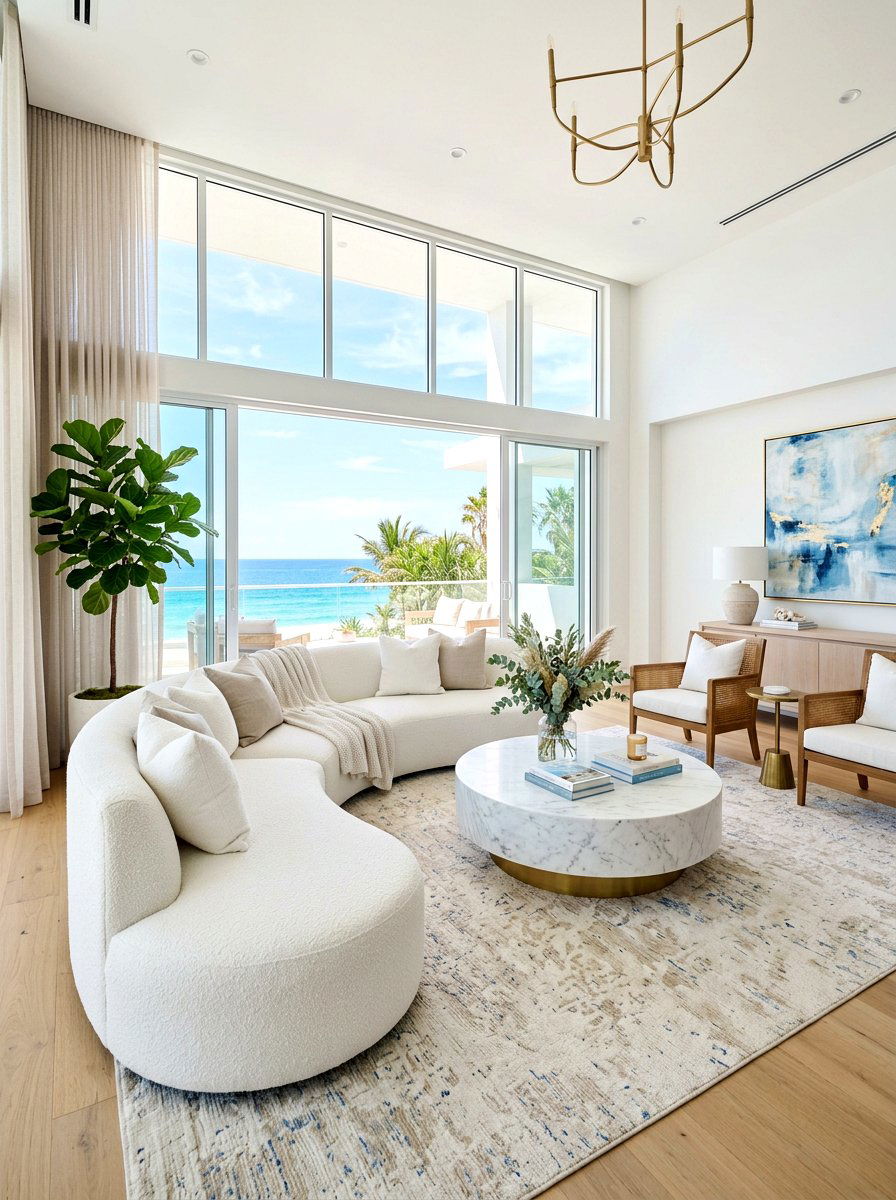 White Curved Sofa - 30 curved sofa living room ideas