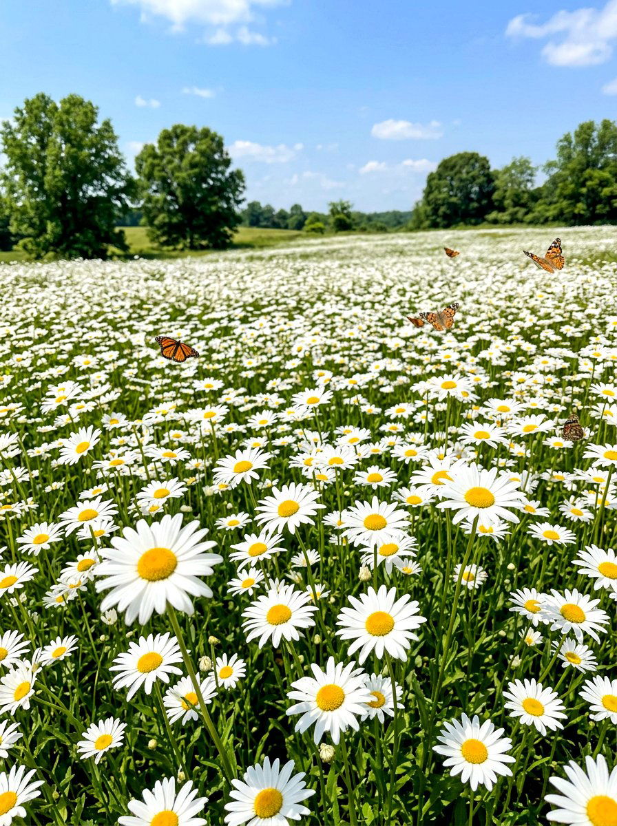 White Daisy Meadow - 30 white bloom garden ideas