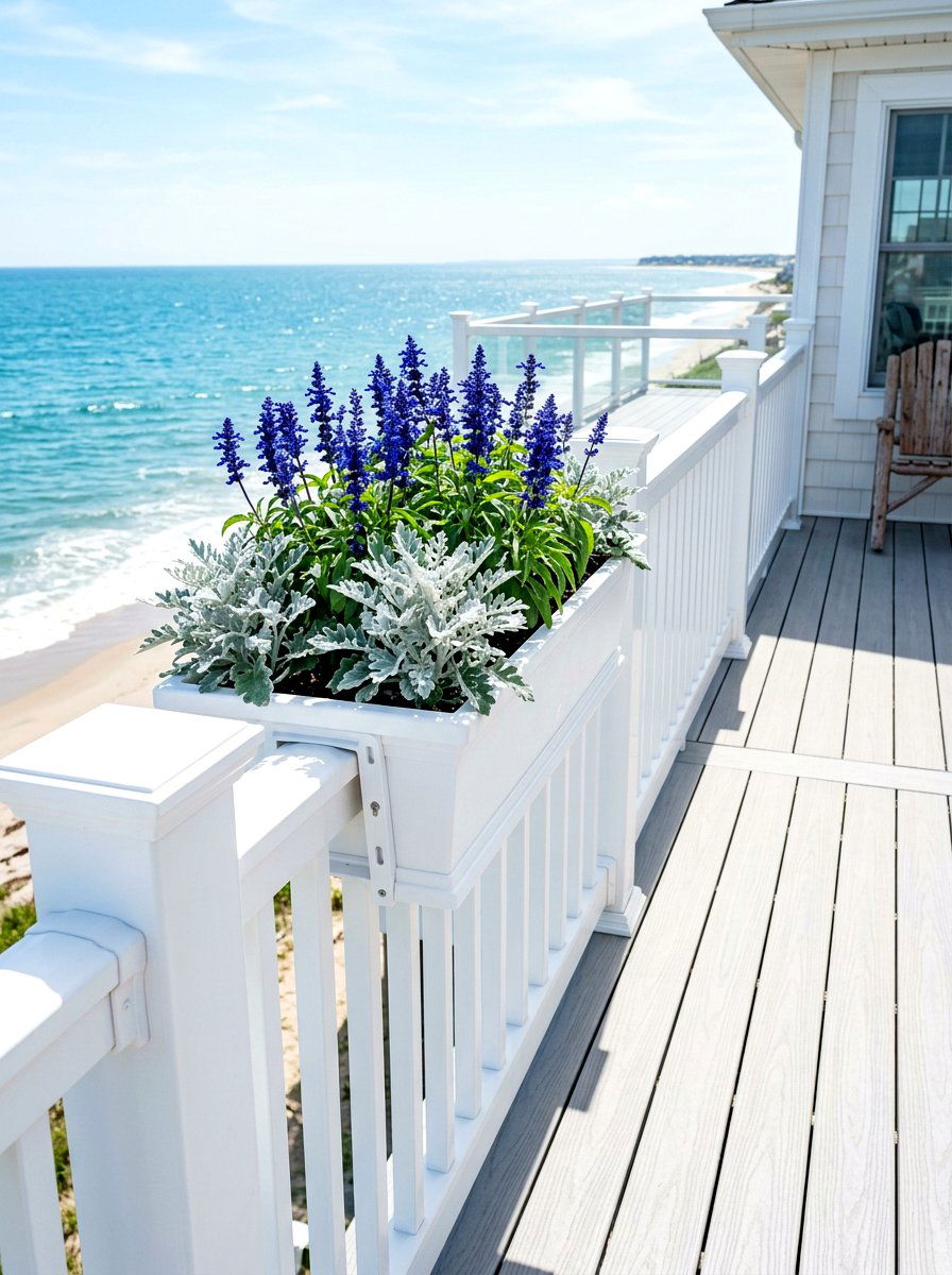 White Deck Railing Planter - 30 deck railing planter ideas