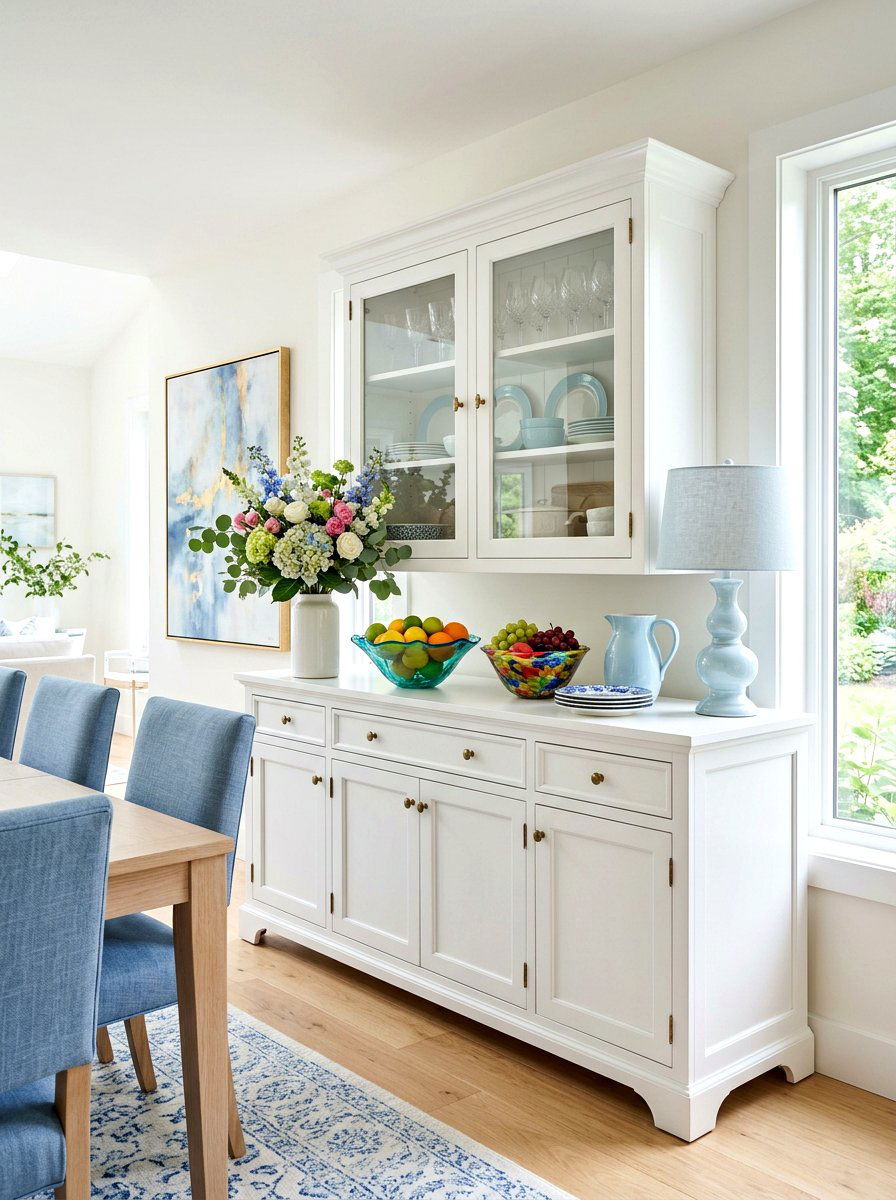 White Dining Buffet - 30 dining buffet styling ideas