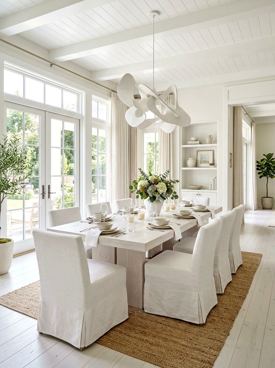 White Dining Room - 30 neutral home decor ideas