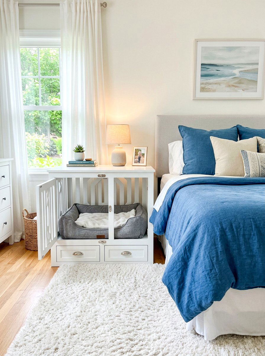 White Dog Crate With Storage Drawers - 30 dog crate furniture ideas