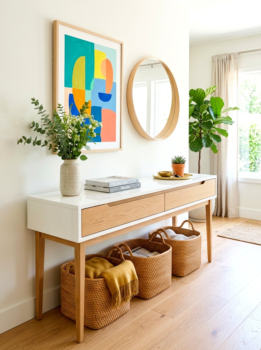 White Entry Table - 30 everyday entry table decor ideas