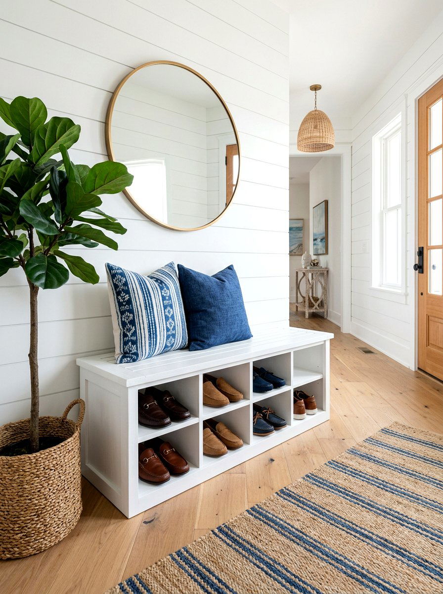 White Entryway Bench With Shoe Storage - 30 shoe cubby bench ideas