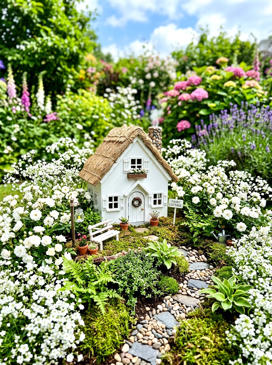 White Fairy Garden - 30 white flower garden ideas