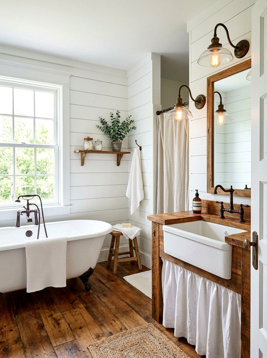 White Farmhouse Bathroom - 30 white bathroom ideas