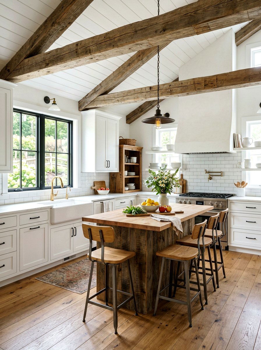 White Farmhouse Cabin Kitchen - 30 cabin kitchen ideas
