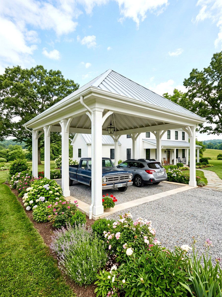 White Farmhouse Carport - 30 farmhouse carport ideas