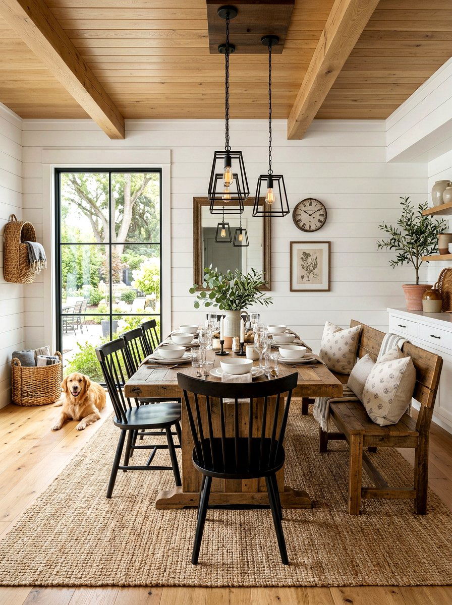 White Farmhouse Dining Room - 30 viral dining room ideas