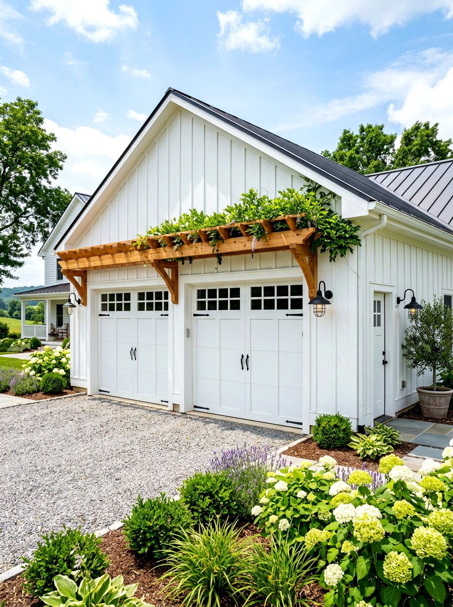White Farmhouse Exterior - 30 garage facade ideas