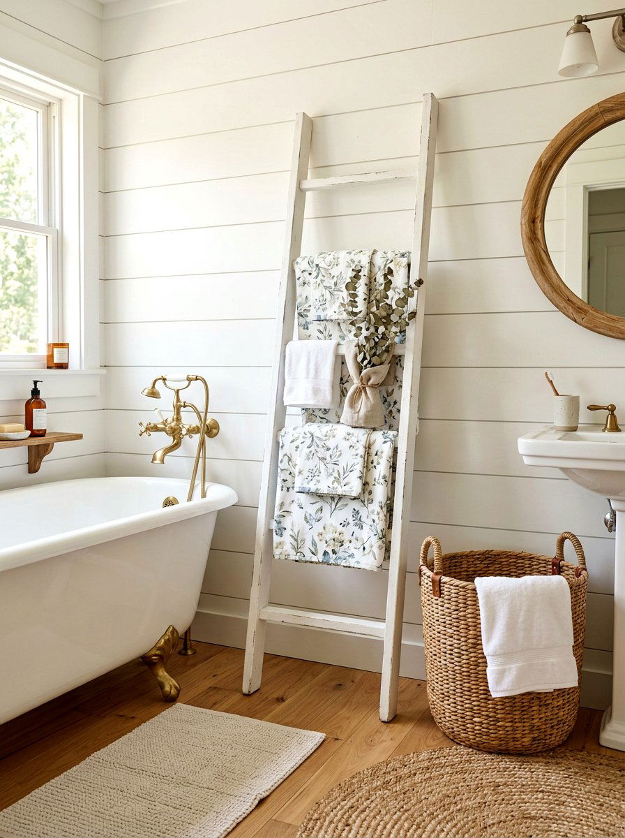 30 towel ladder ideas: Easy Bathroom Style + Storage Wins
