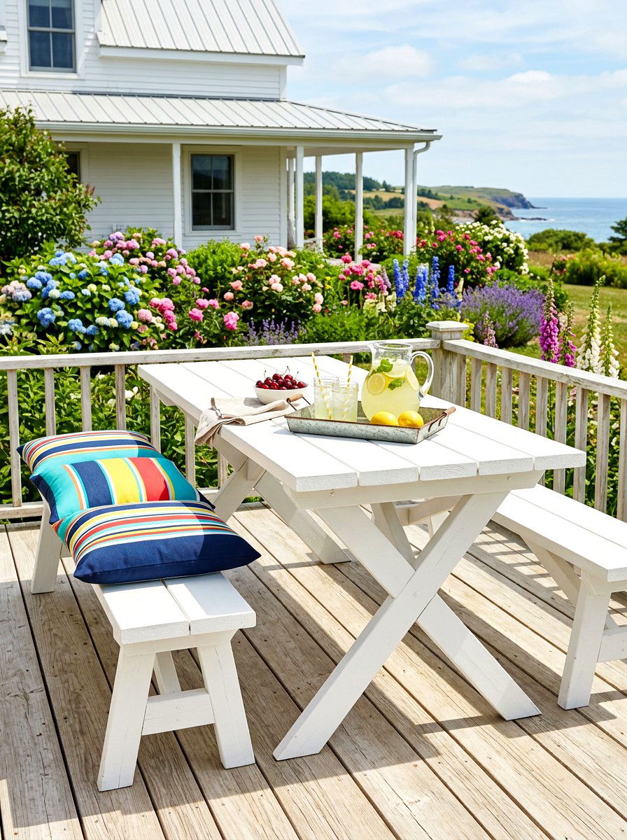 White Farmhouse Picnic Table - 30 farmhouse outdoor table ideas