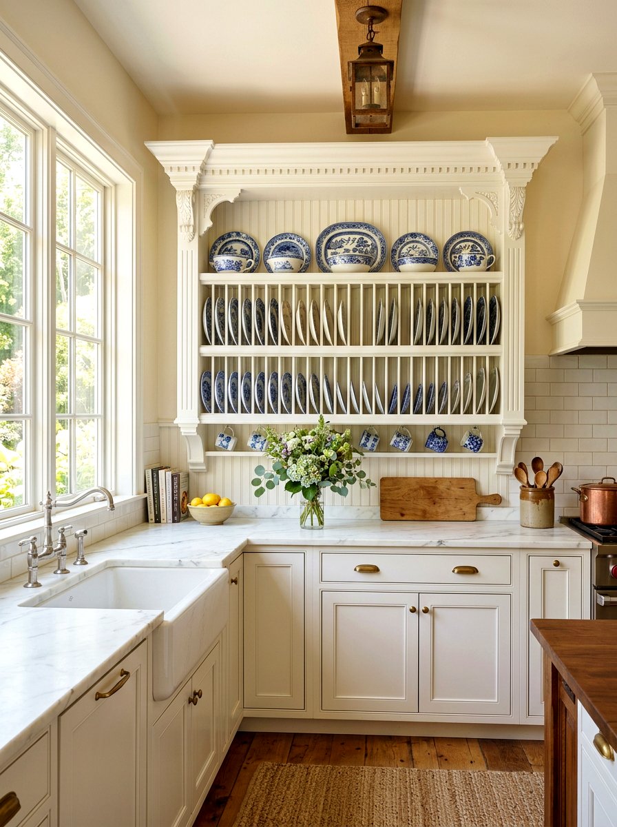 White Farmhouse Plate Rack - 30 plate rack wall ideas