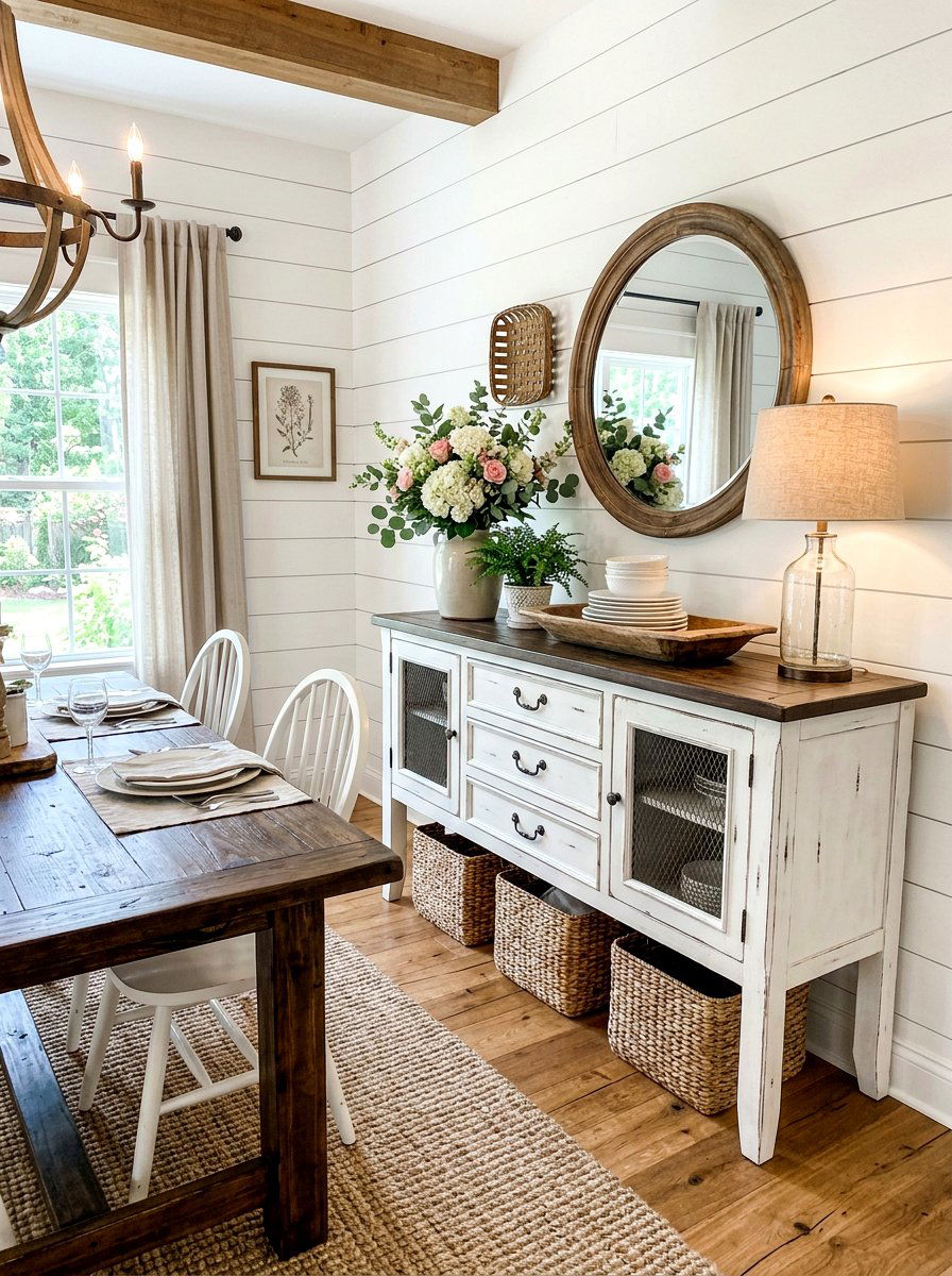 White Farmhouse Sideboard - 30 sideboard dining room ideas