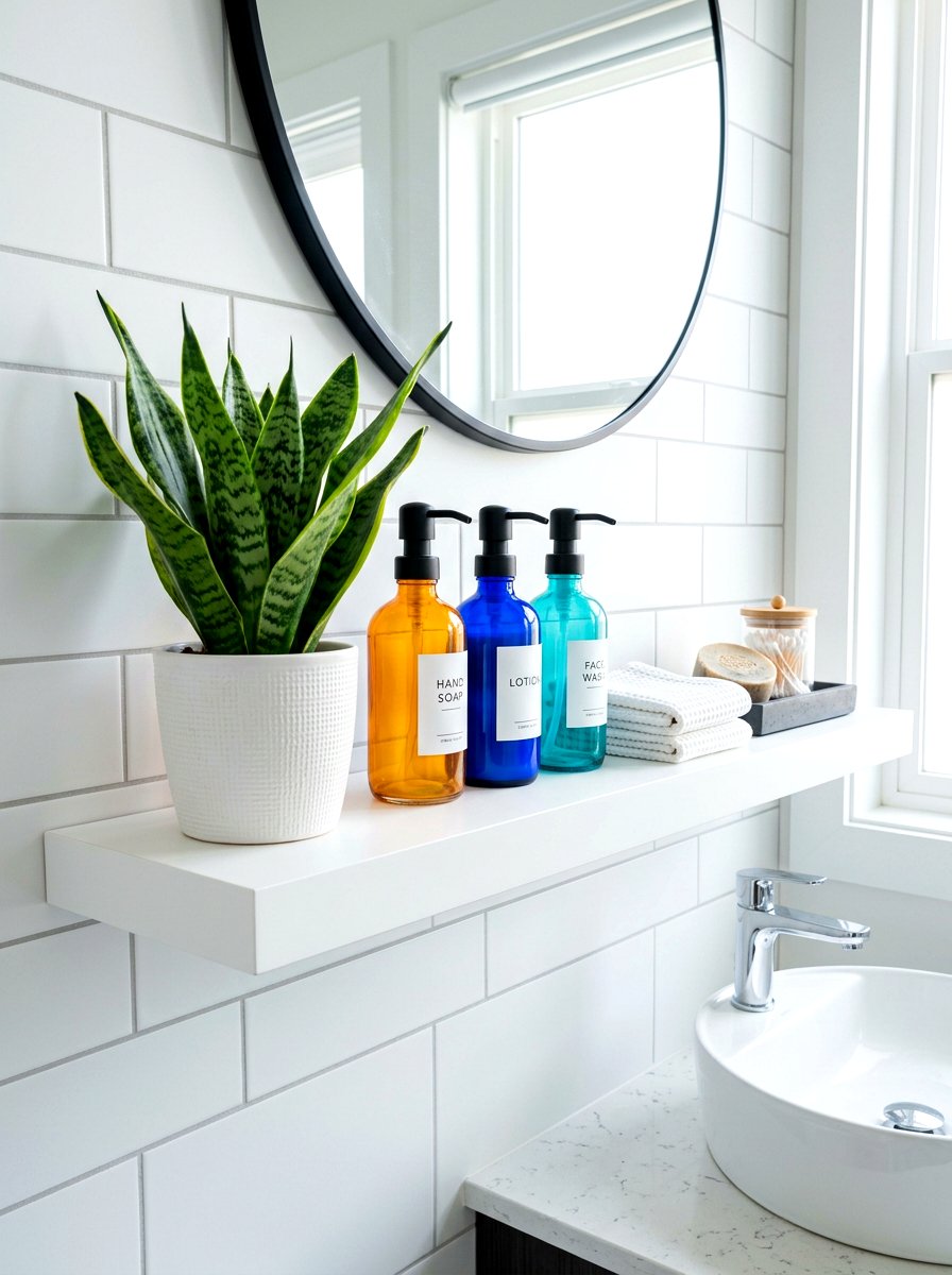 White Floating Bathroom Shelf - 30 bathroom shelf decor ideas