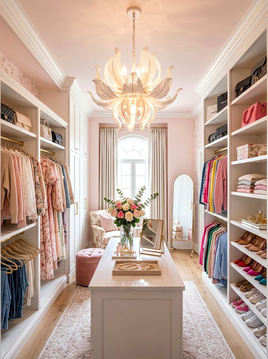 White Flower Chandelier - 30 closet chandelier ideas