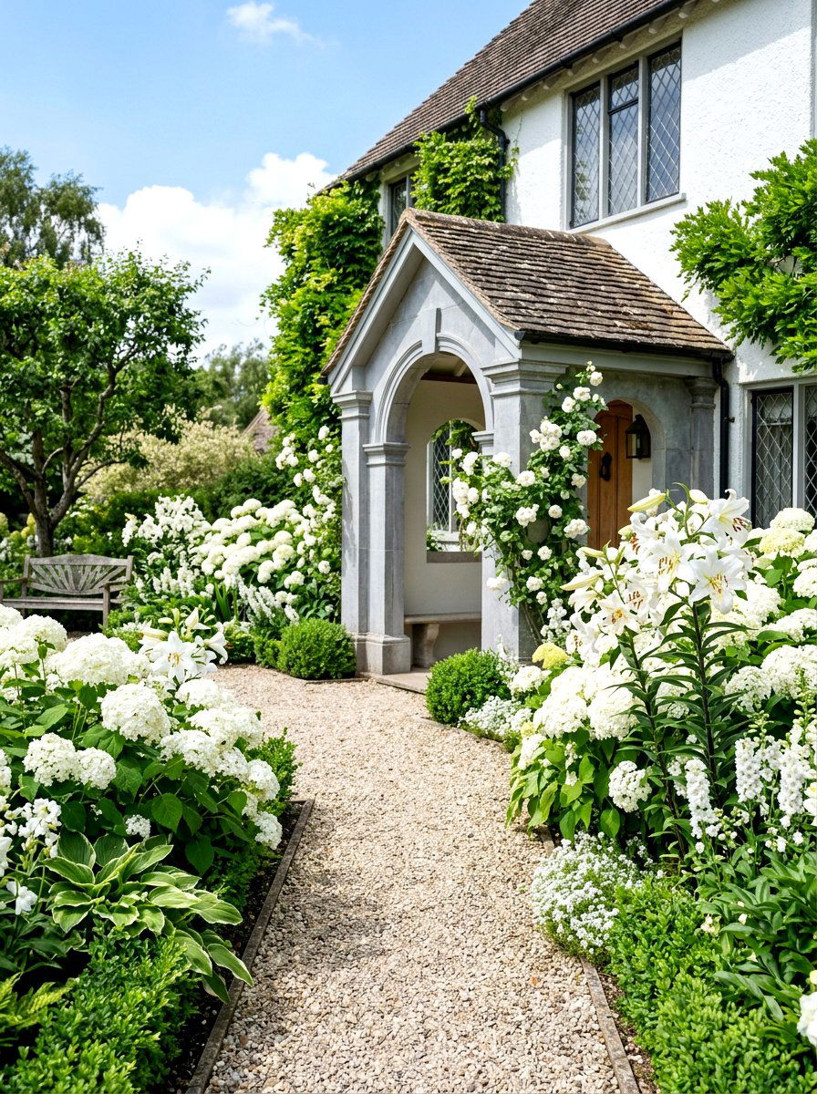 White Flower Garden - 30 portico landscaping ideas