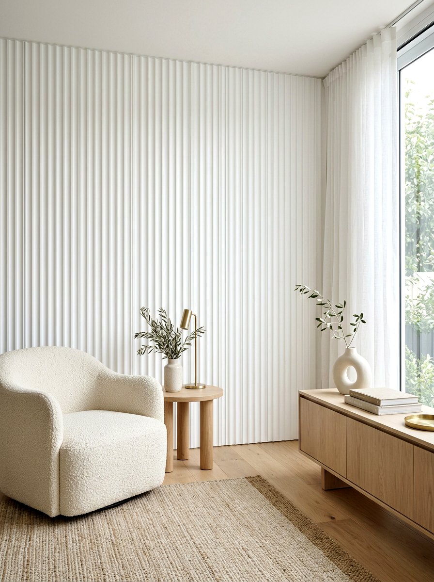 White Fluted Texture Wall - 30 fluted wood wall ideas