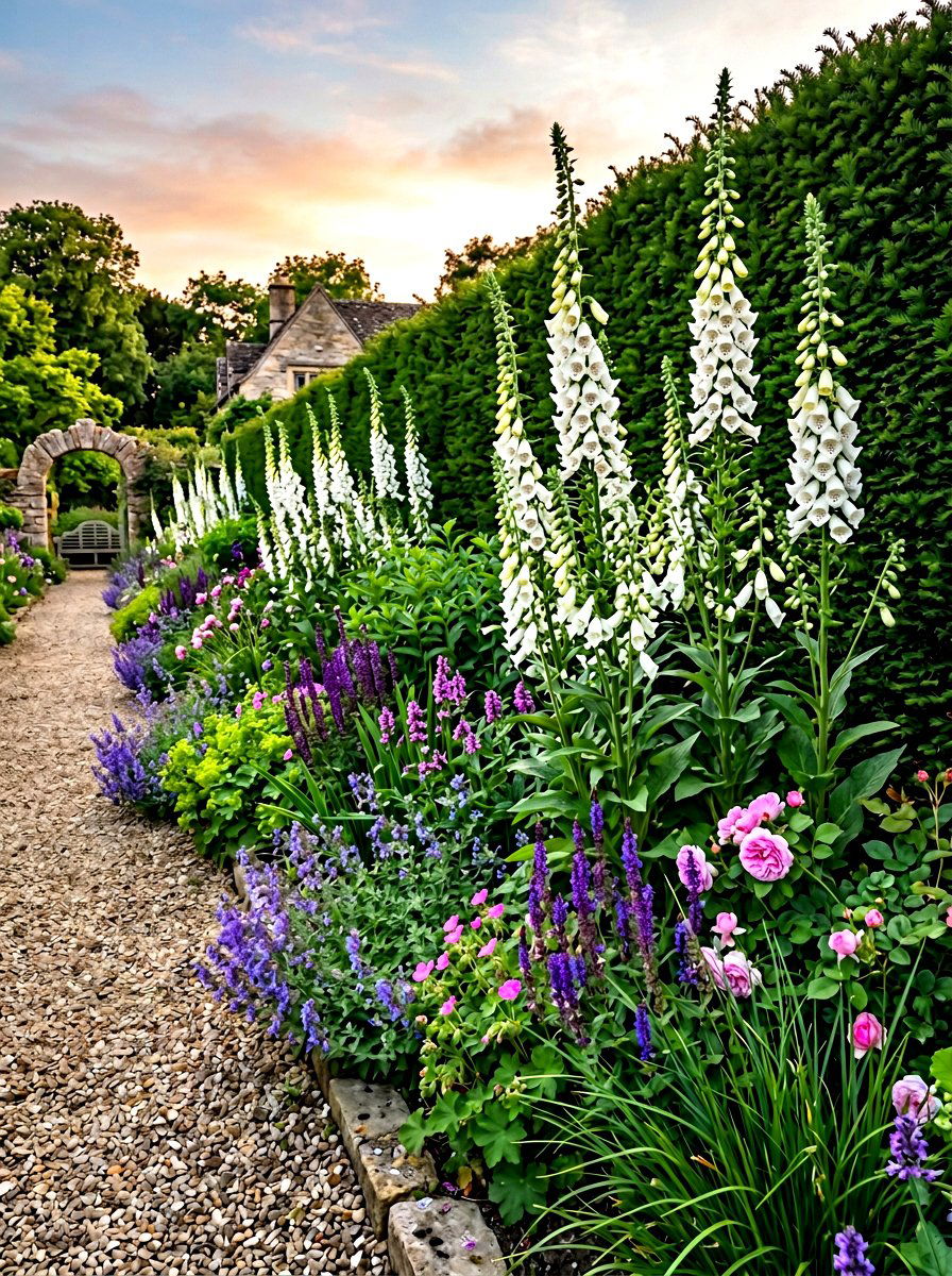 White Foxglove Bed - 30 moon garden ideas