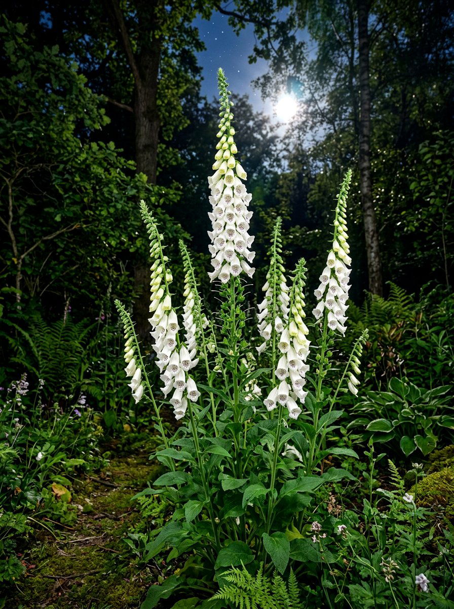 White Foxglove Flower - 30 moon garden backyard ideas