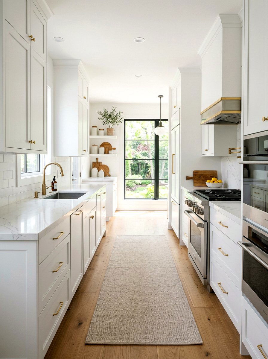 White Galley Kitchen - 30 cozy galley kitchen ideas