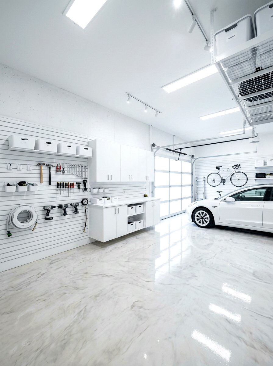 White Garage Organization - 30 clean garage aesthetic ideas