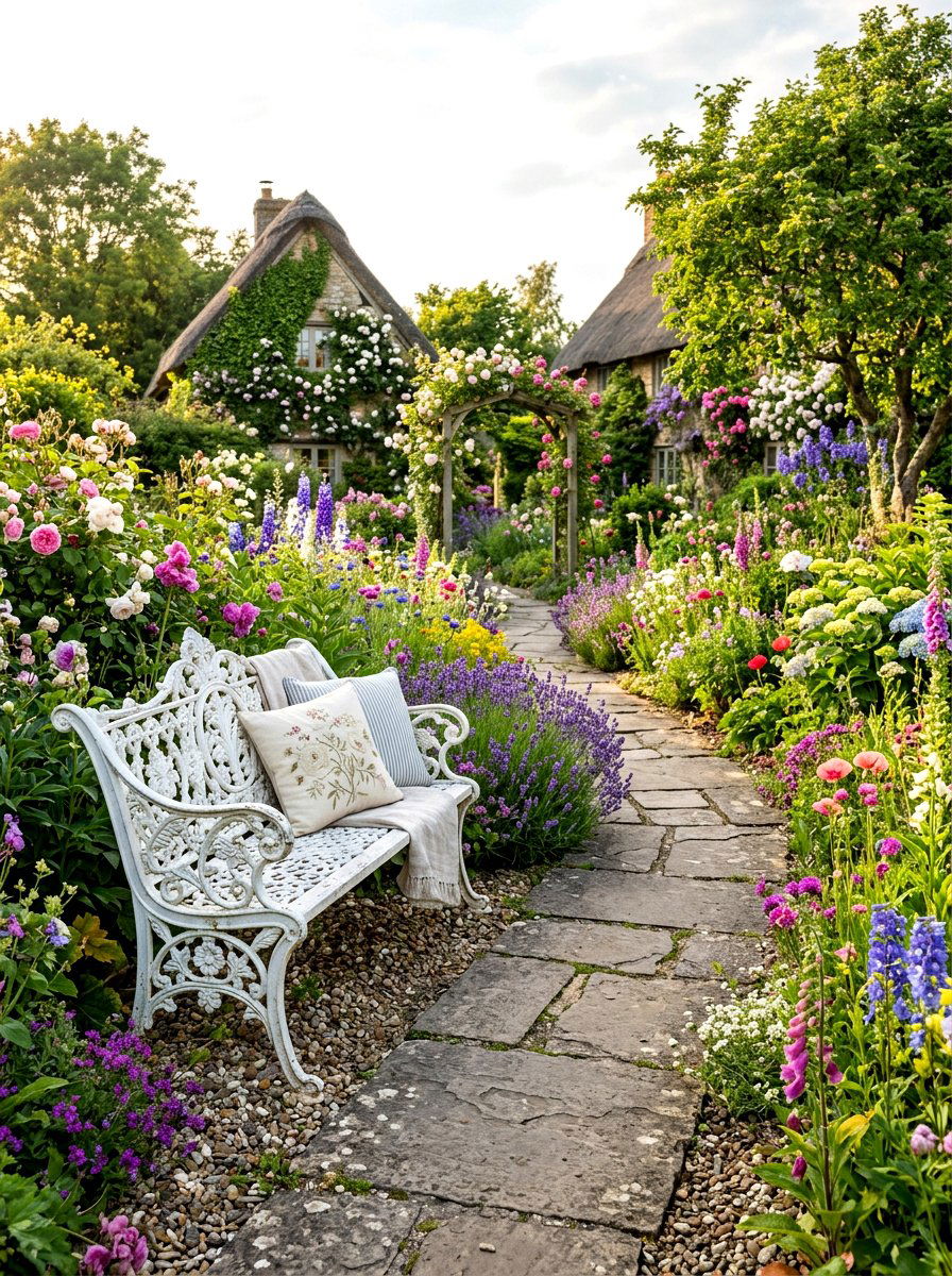 White Garden Bench - 30 metal patio furniture ideas
