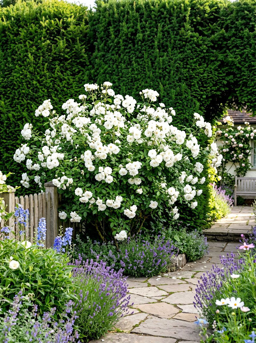 White Garden Rose - 30 Nancy Meyers garden ideas