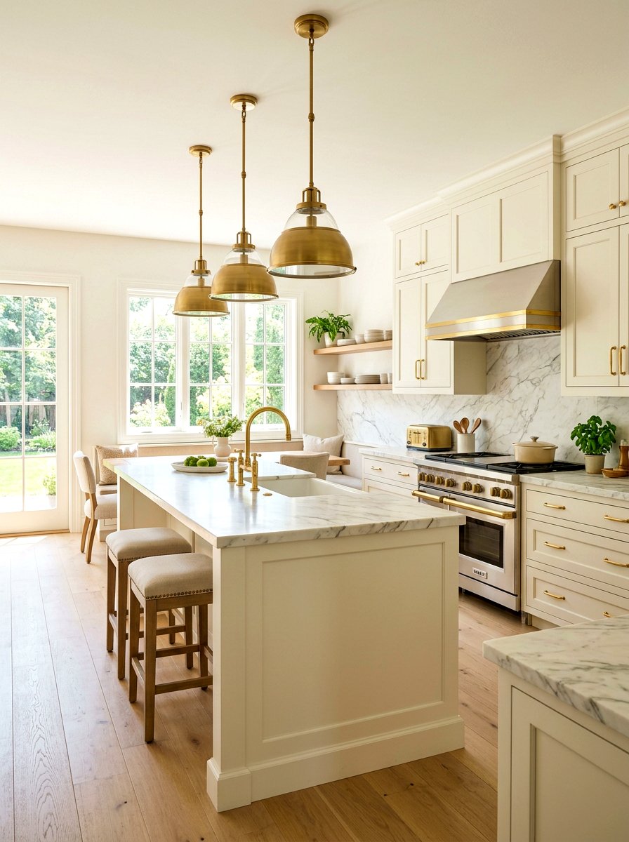 White Kitchen Brass Accents - 30 white kitchen ideas