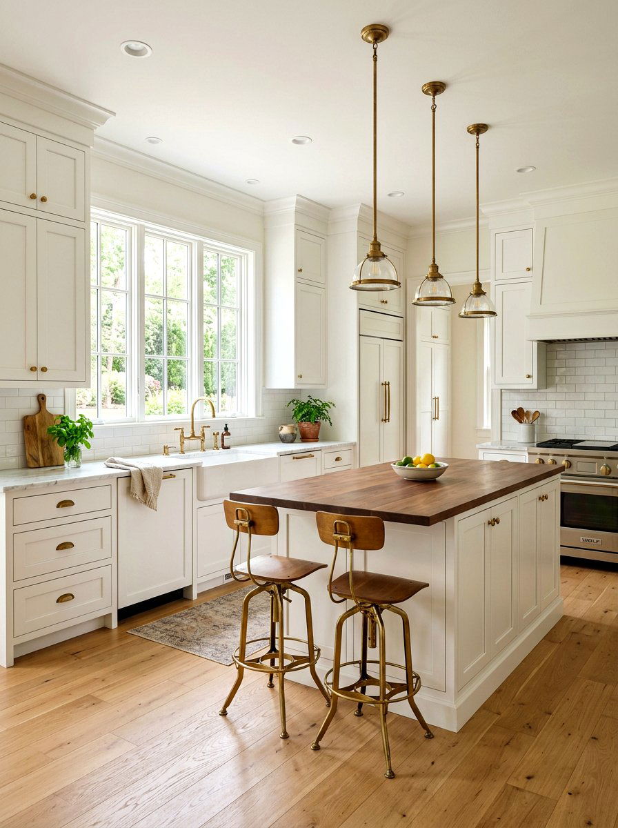 White Kitchen Brass Accents - 30 unlacquered brass kitchen ideas