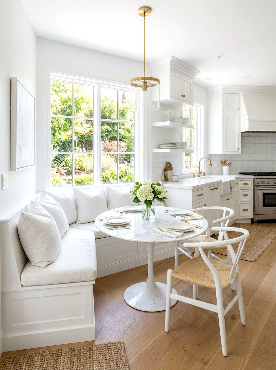 White Kitchen Breakfast Nook - 30 small dining nook ideas