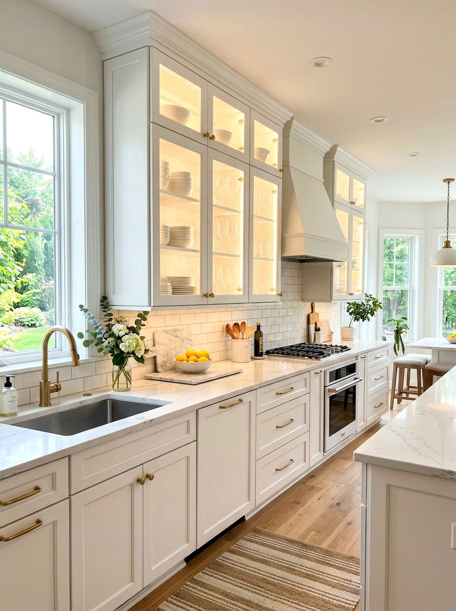 White Kitchen Glass Front Cabinets - 30 white kitchen ideas