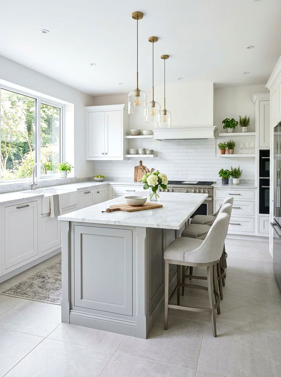 White Kitchen Grey Island - 30 white kitchen ideas