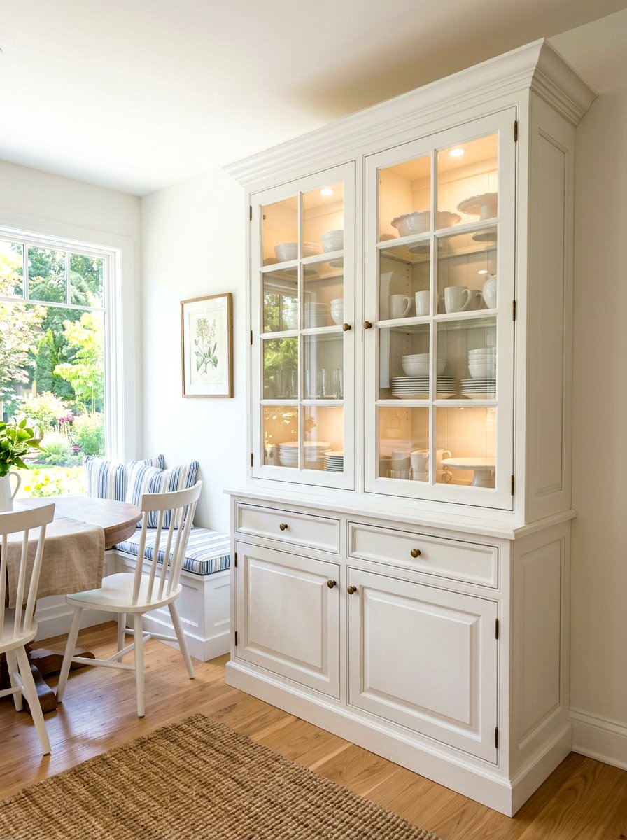White Kitchen Hutch With Glass Doors - 30 hutch kitchen storage ideas