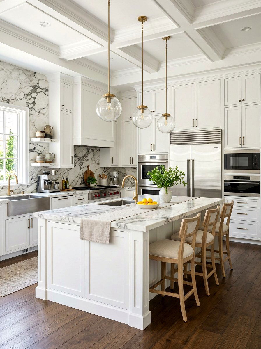 White Kitchen Marble Backsplash - 30 white kitchen ideas