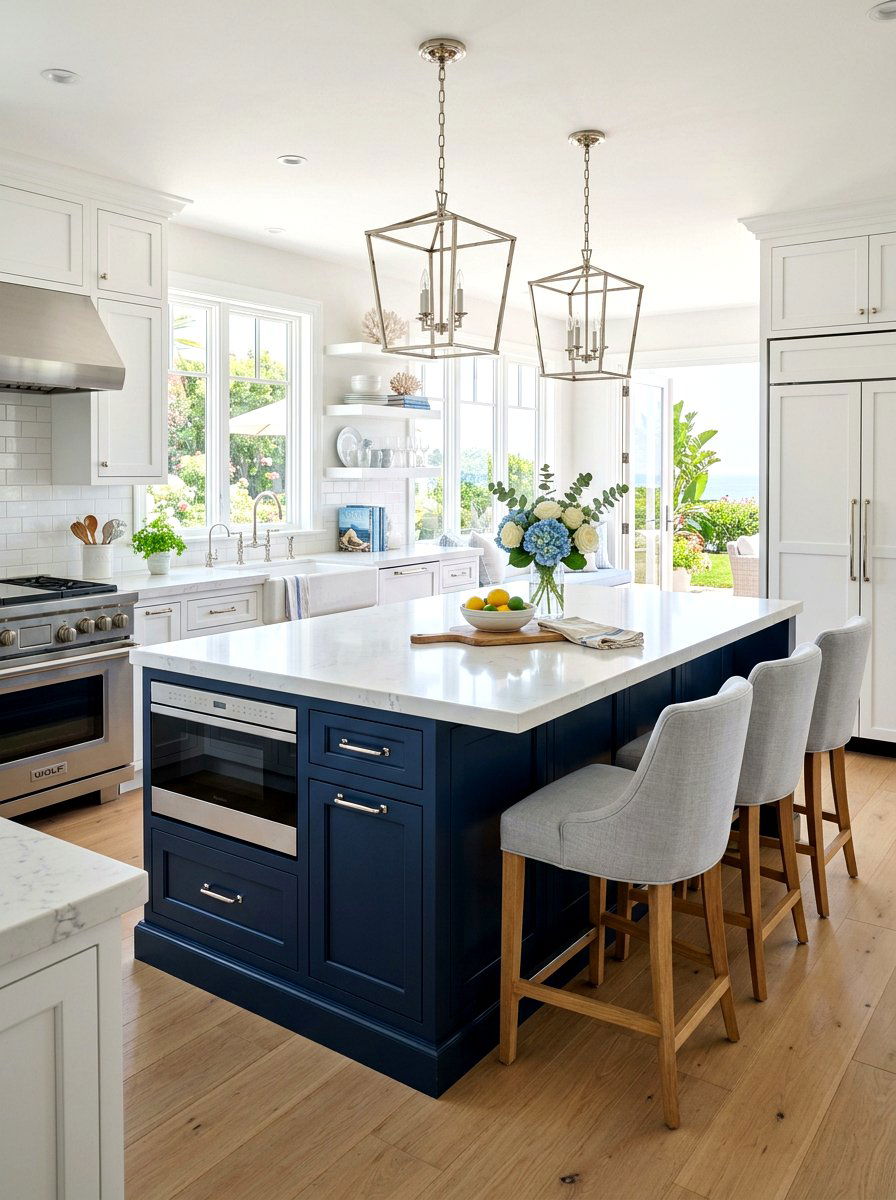White Kitchen Navy Island - 30 white kitchen ideas