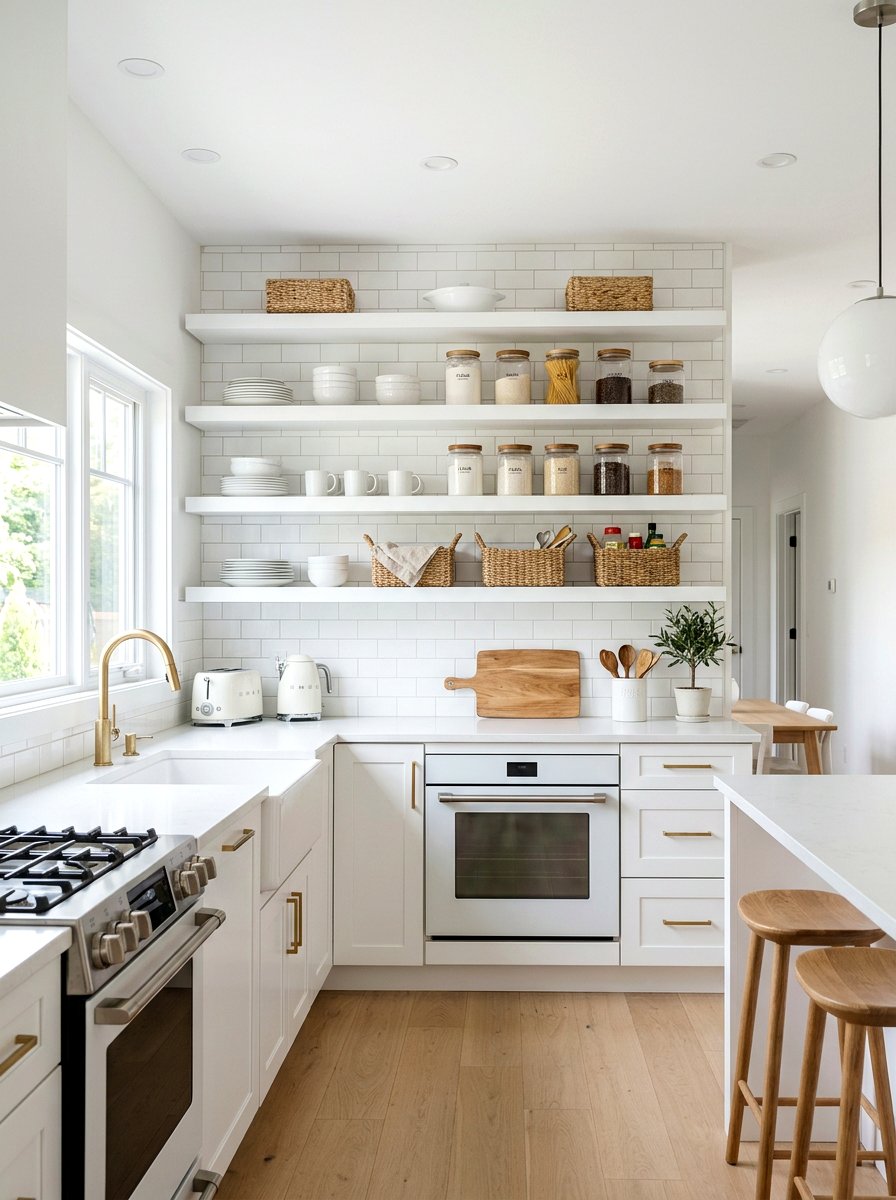 White Kitchen Open Shelving - 30 kitchen open shelf styling ideas