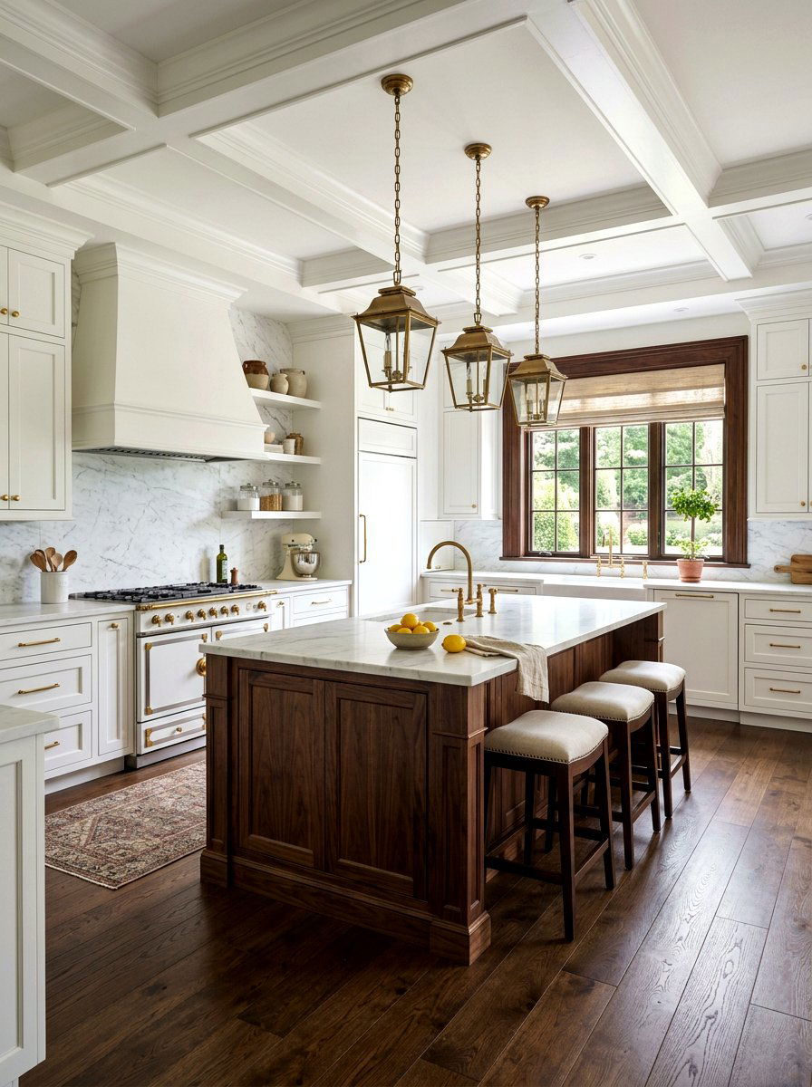 White Kitchen With Dark Wood Island - 30 white and wood kitchen ideas