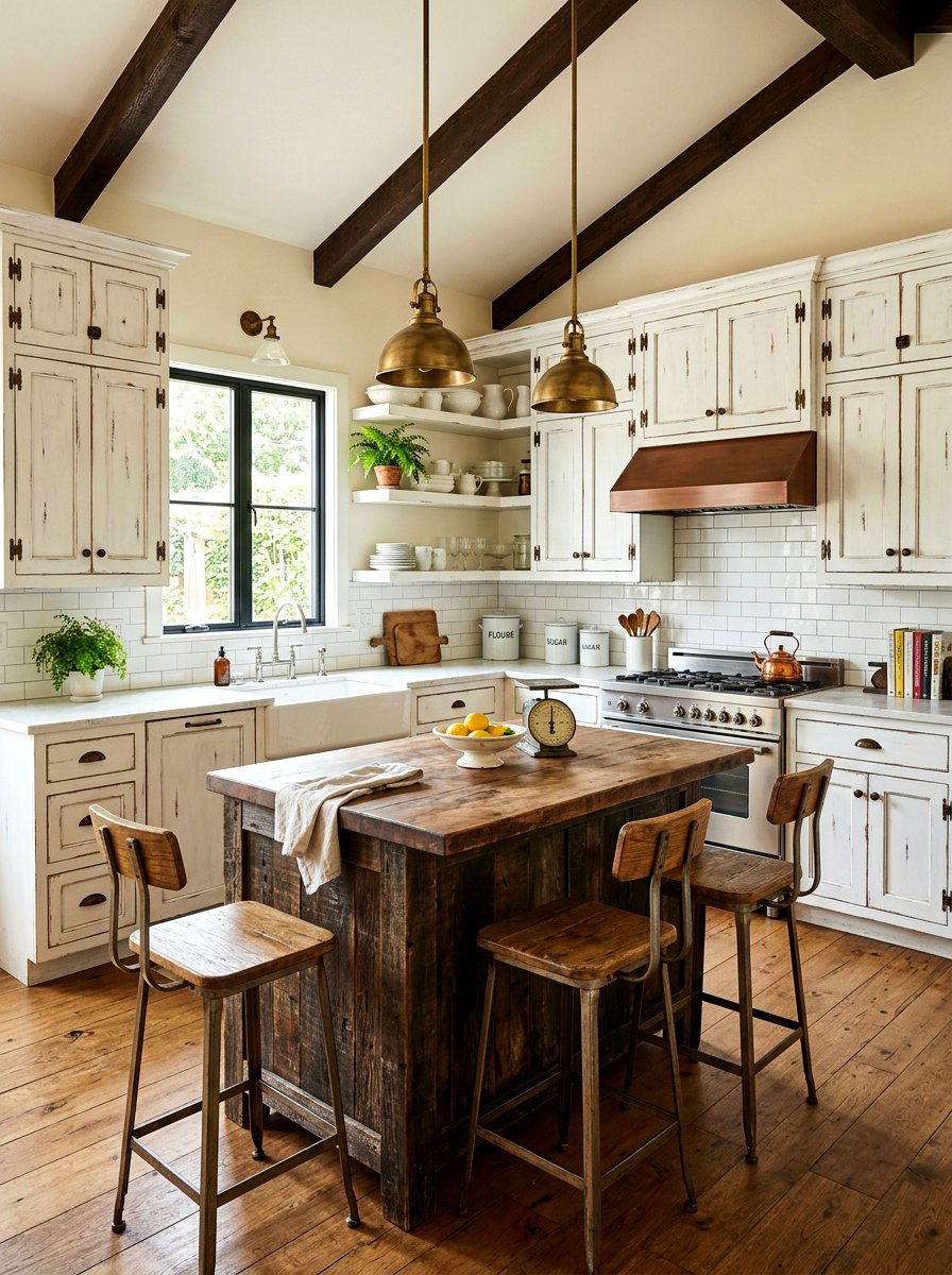 White Kitchen With Distressed Wood - 30 white and wood kitchen ideas