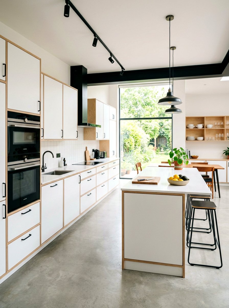 White Kitchen With Plywood Cabinets - 30 white and wood kitchen ideas