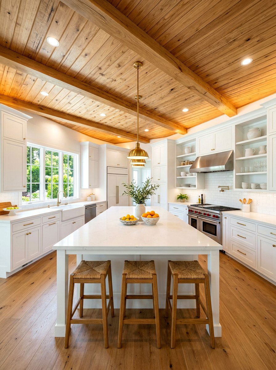 White Kitchen With Wood Ceiling - 30 white and wood kitchen ideas