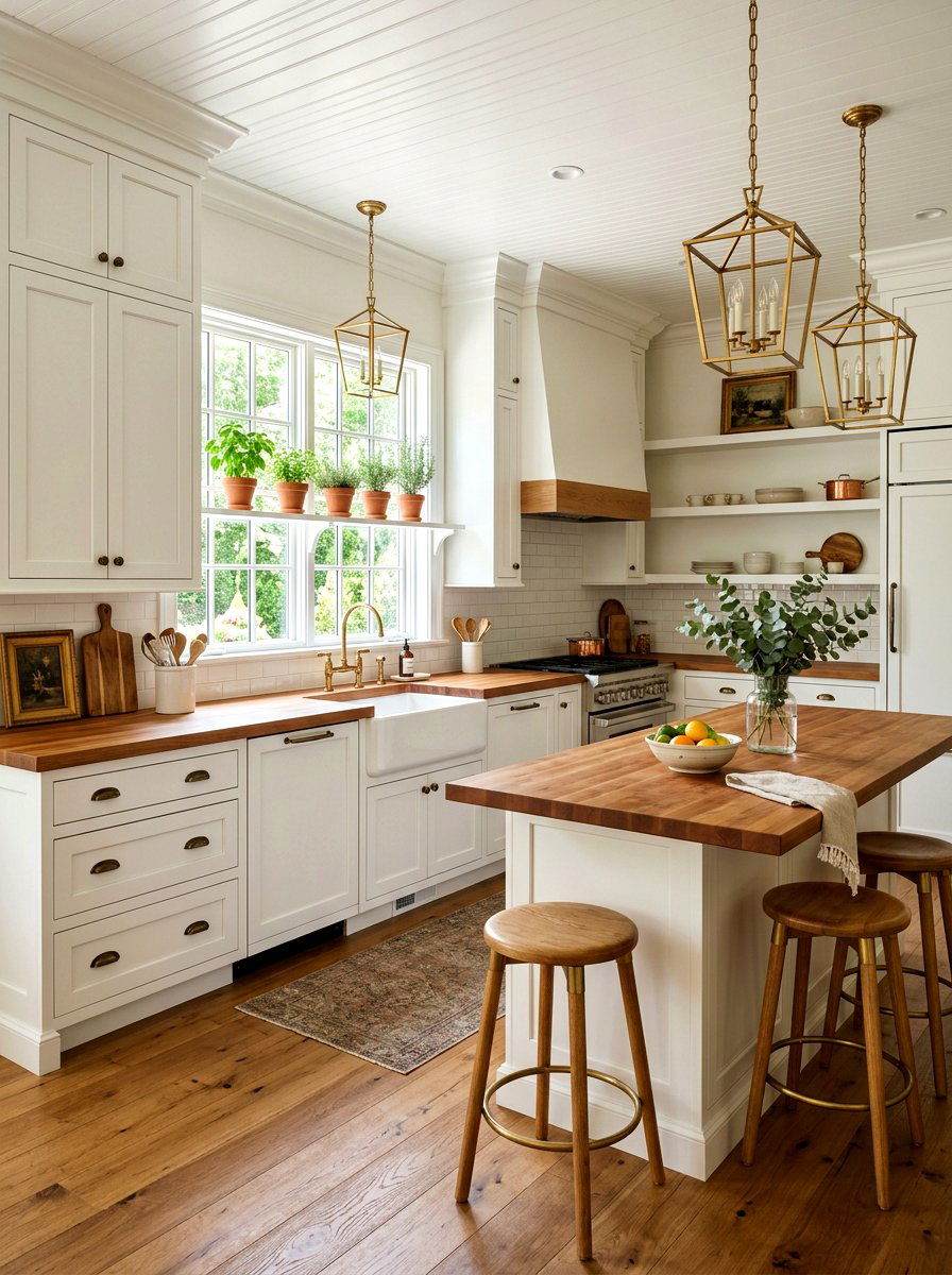 White Kitchen With Wood Countertops - 30 white and wood kitchen ideas