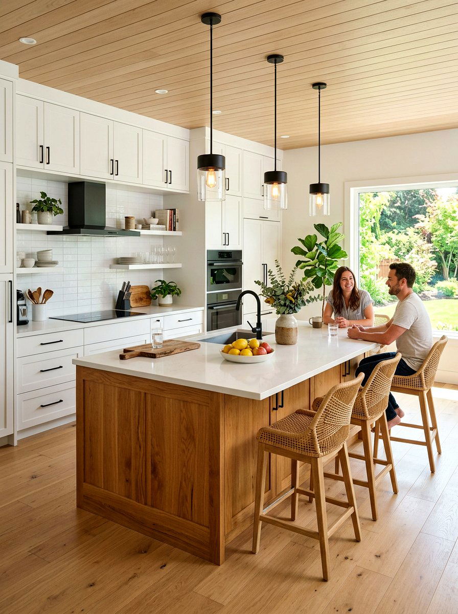 White Kitchen Wood Island - 30 white kitchen ideas