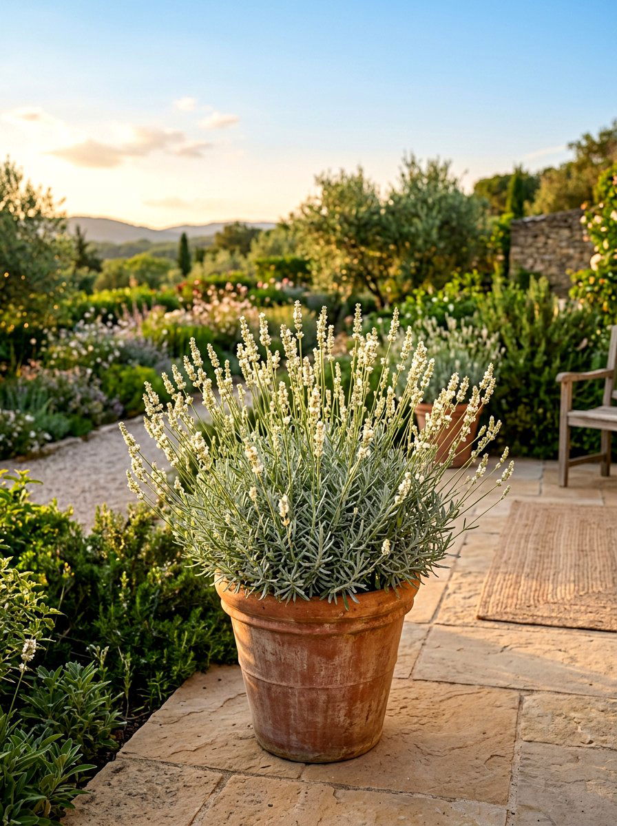 White Lavender Plant - 30 moon garden backyard ideas