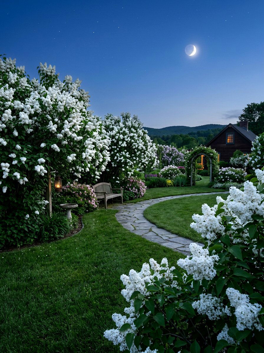 White Lilac Moonlight Garden - 30 moonlight garden ideas