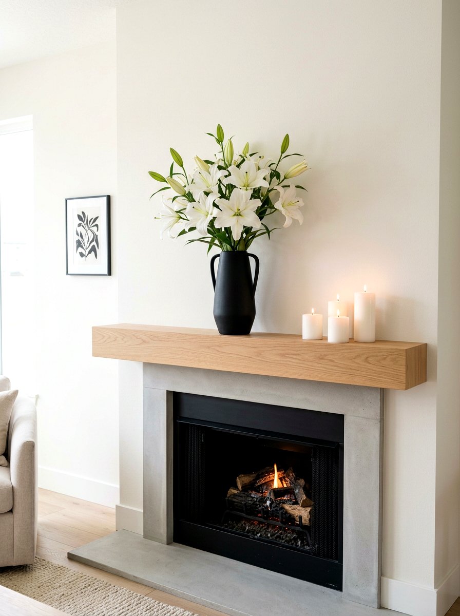White Lilies On Minimalist Mantel - 30 spring flower arrangement ideas