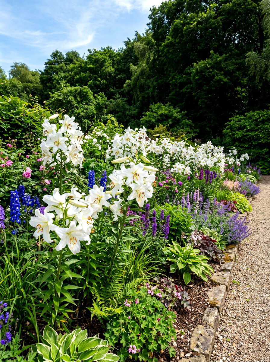 White Lily Garden - 30 white bloom garden ideas