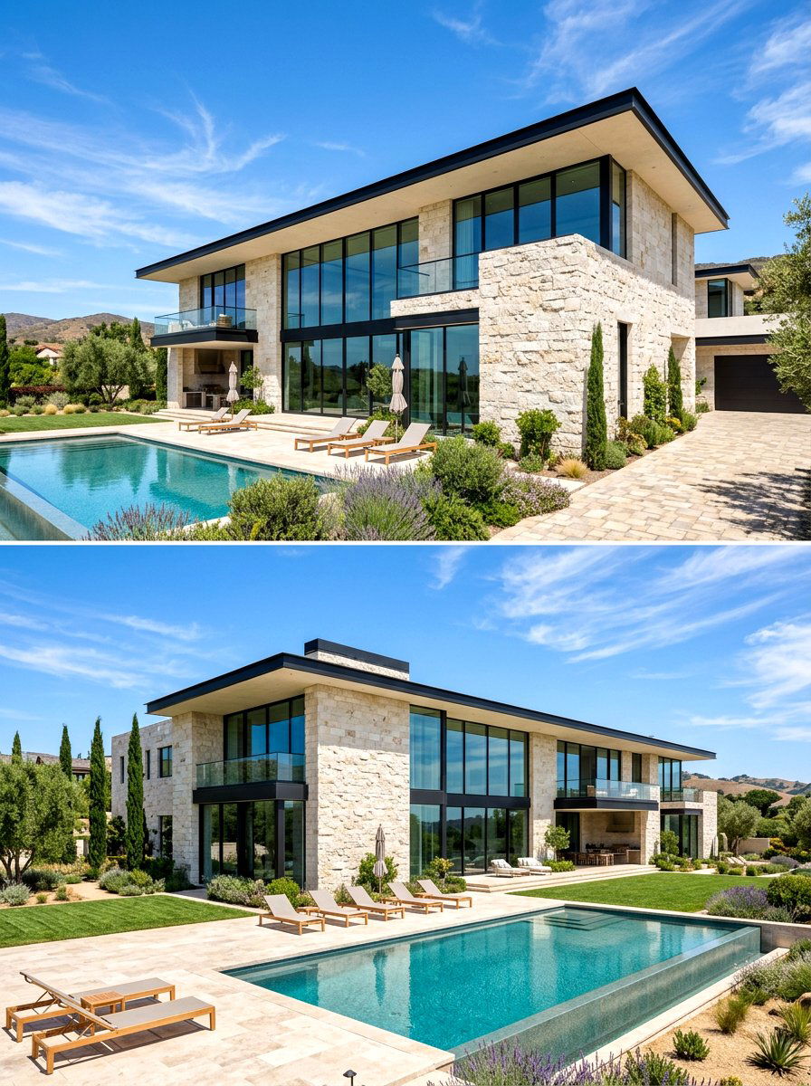 White Limestone Exterior - 30 soft white exterior ideas